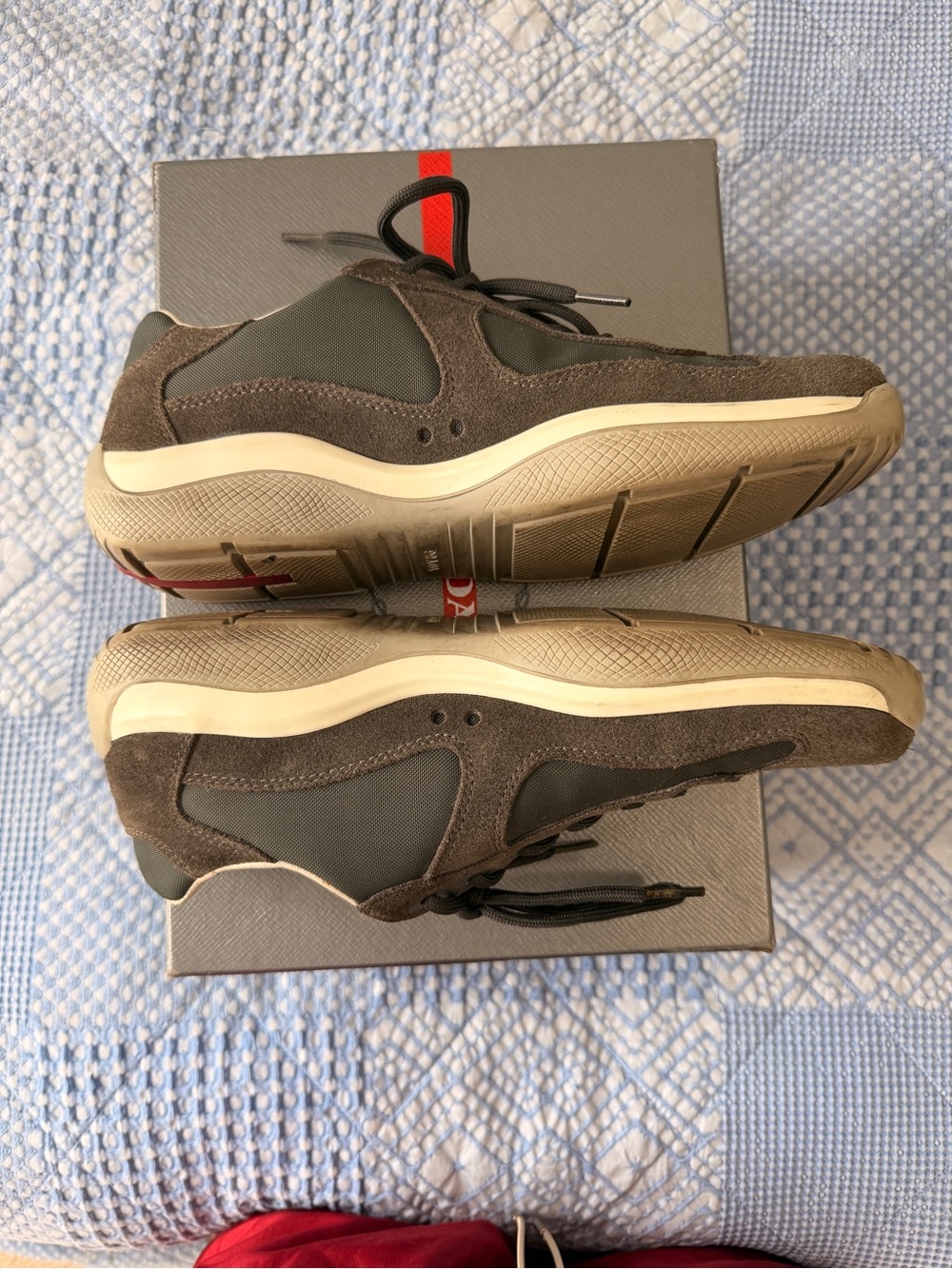 Prada Americas Cups Suede & Mesh Sneakers - Grey - Picture 5 of 7